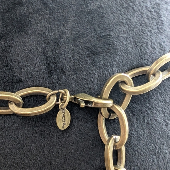 Vintage Chico's Aquamarine/Facetted Acrylic Brass Tone Belt 44" - Picture 7 of 12